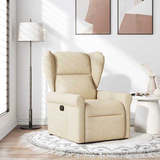 Polohovací Křeslo Krémové Textil Krémová