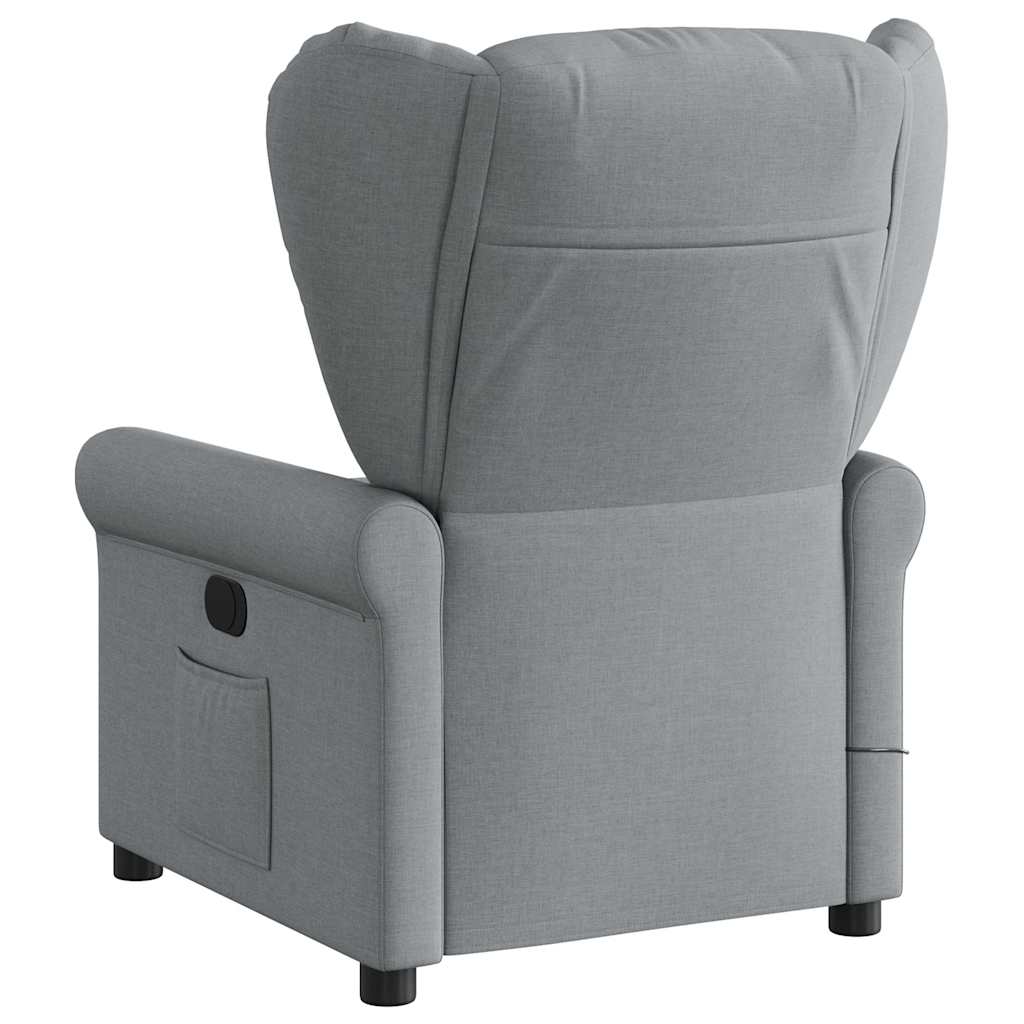 Masážní Polohovací Křeslo Světle Šedé Textil Světle Šedá