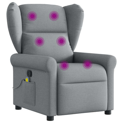 Masážní Polohovací Křeslo Světle Šedé Textil Světle Šedá