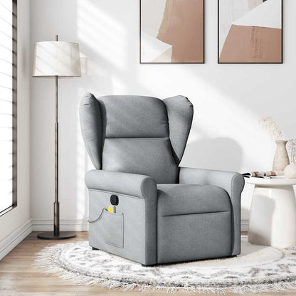 Masážní Polohovací Křeslo Světle Šedé Textil Světle Šedá