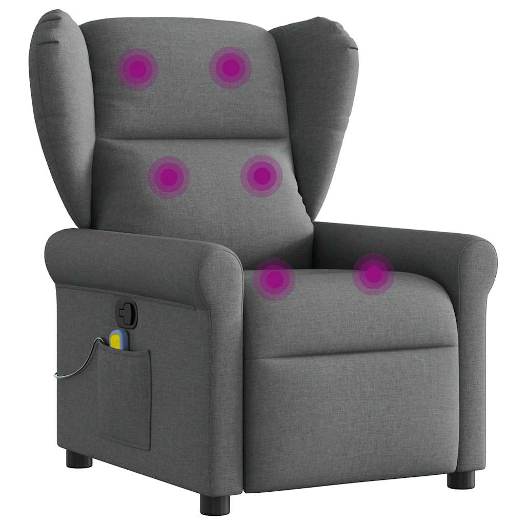 Masážní Polohovací Křeslo Tmavě Šedé Textil Tmavě Šedá