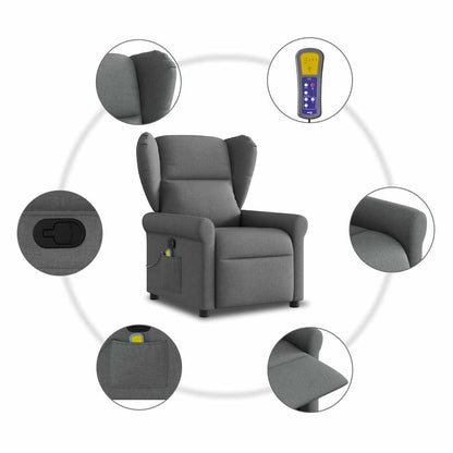 Masážní Polohovací Křeslo Tmavě Šedé Textil Tmavě Šedá