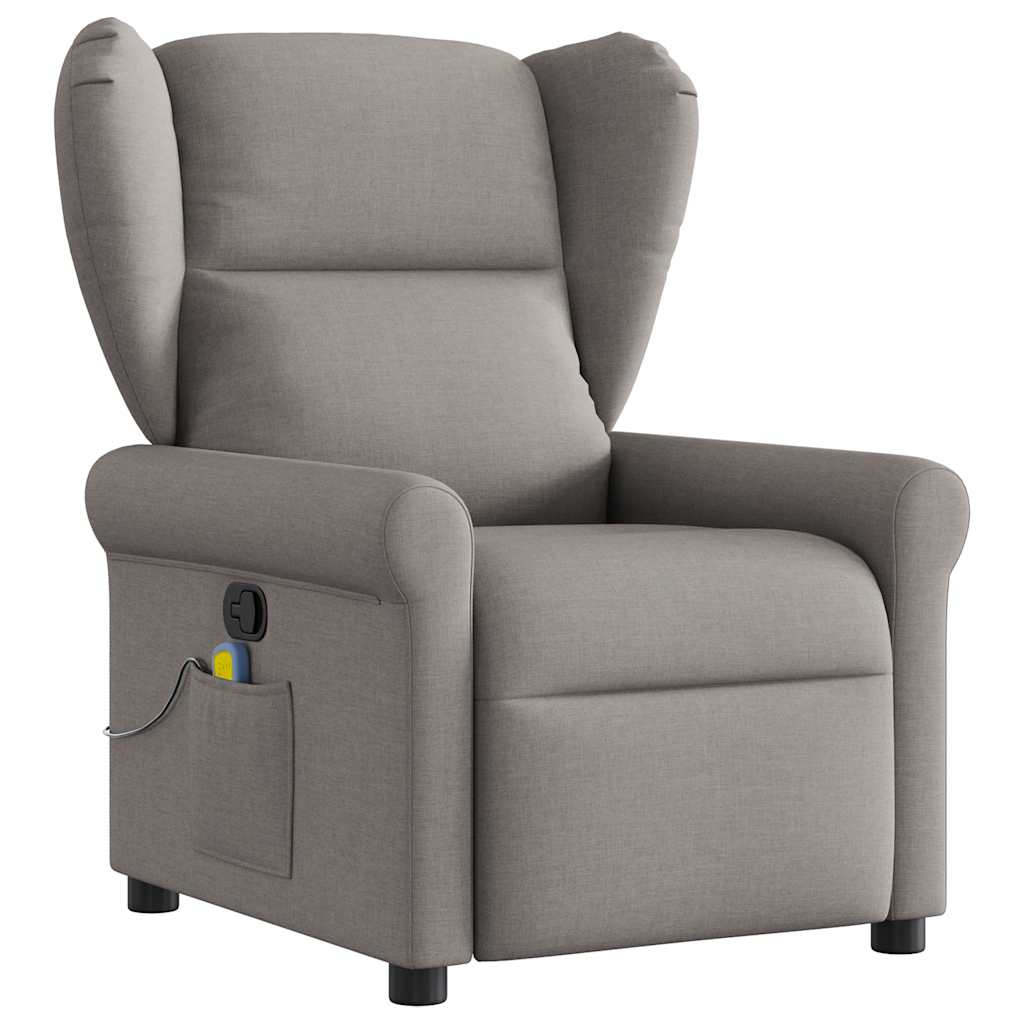 Masážní Polohovací Křeslo Textil Taupe