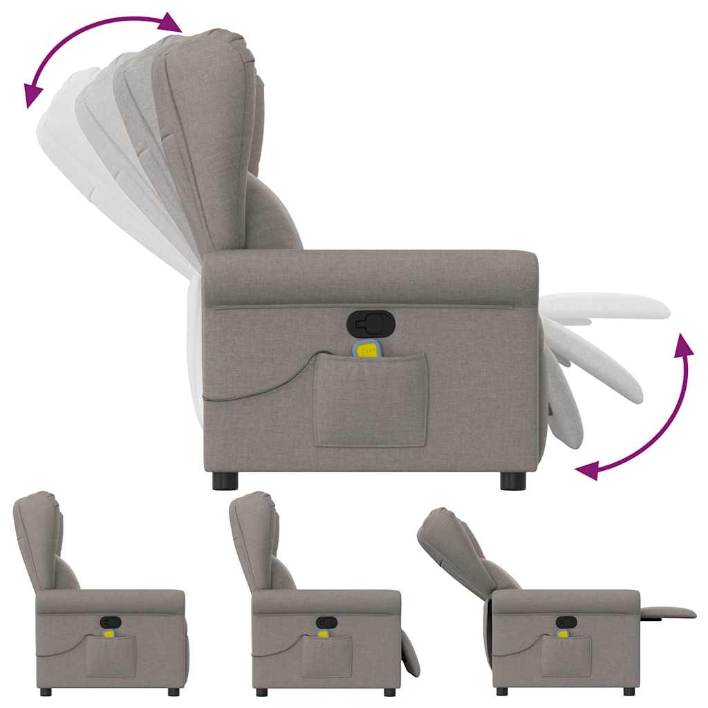 Masážní Polohovací Křeslo Textil Taupe