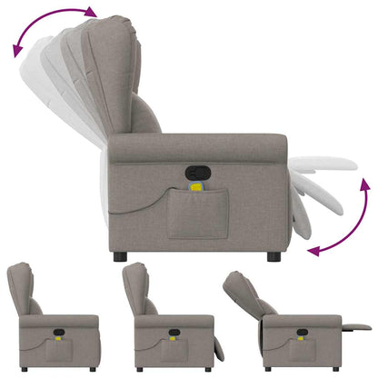 Masážní Polohovací Křeslo Textil Taupe