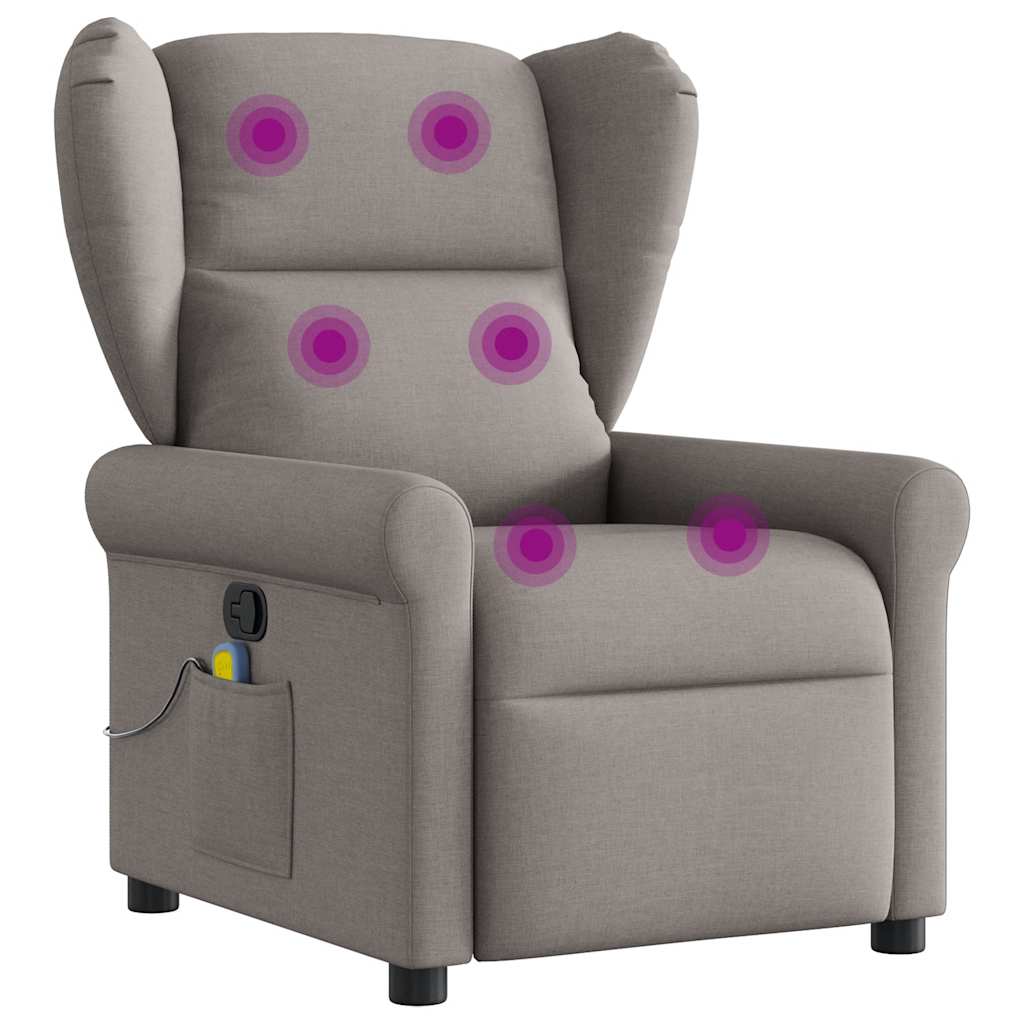 Masážní Polohovací Křeslo Textil Taupe