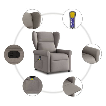 Masážní Polohovací Křeslo Textil Taupe