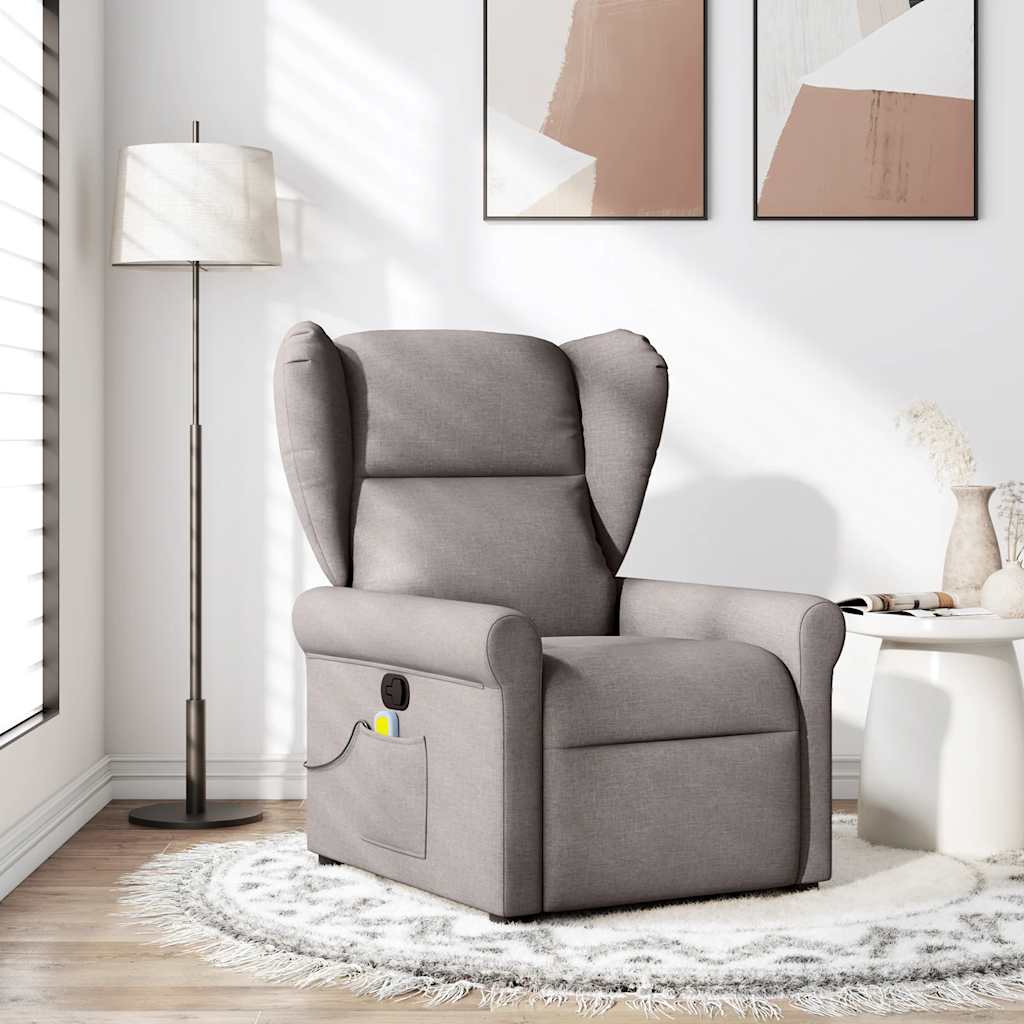 Masážní Polohovací Křeslo Textil Taupe