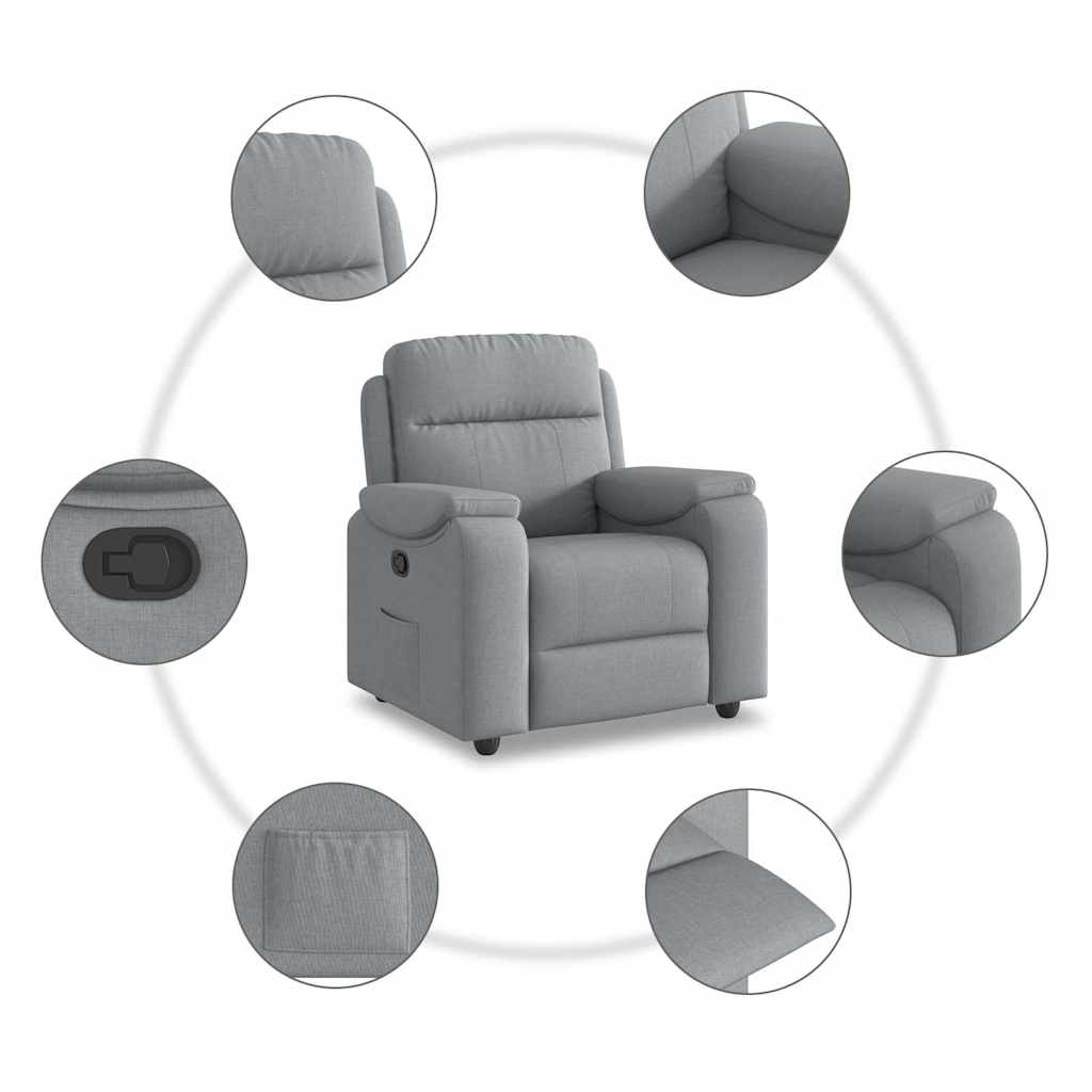 Polohovací Křeslo Světle Šedé Textil Světle Šedá
