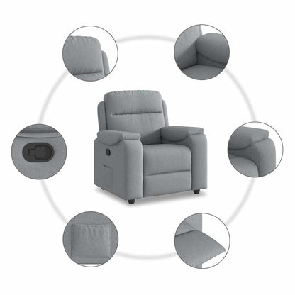 Polohovací Křeslo Světle Šedé Textil Světle Šedá