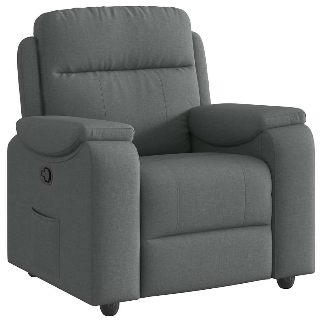 Polohovací Křeslo Tmavě Šedé Textil Tmavě Šedá