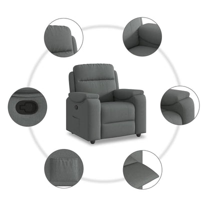 Polohovací Křeslo Tmavě Šedé Textil Tmavě Šedá