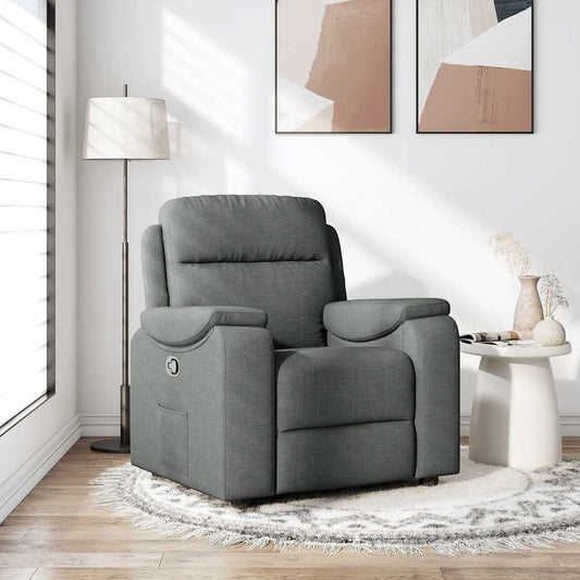 Polohovací Křeslo Tmavě Šedé Textil Tmavě Šedá