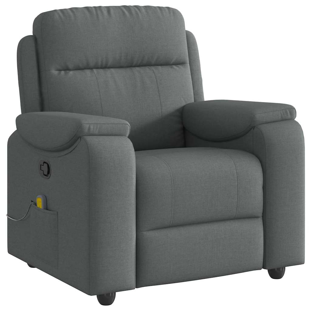 Masážní Polohovací Křeslo Tmavě Šedé Textil Tmavě Šedá