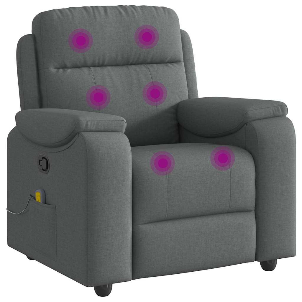 Masážní Polohovací Křeslo Tmavě Šedé Textil Tmavě Šedá