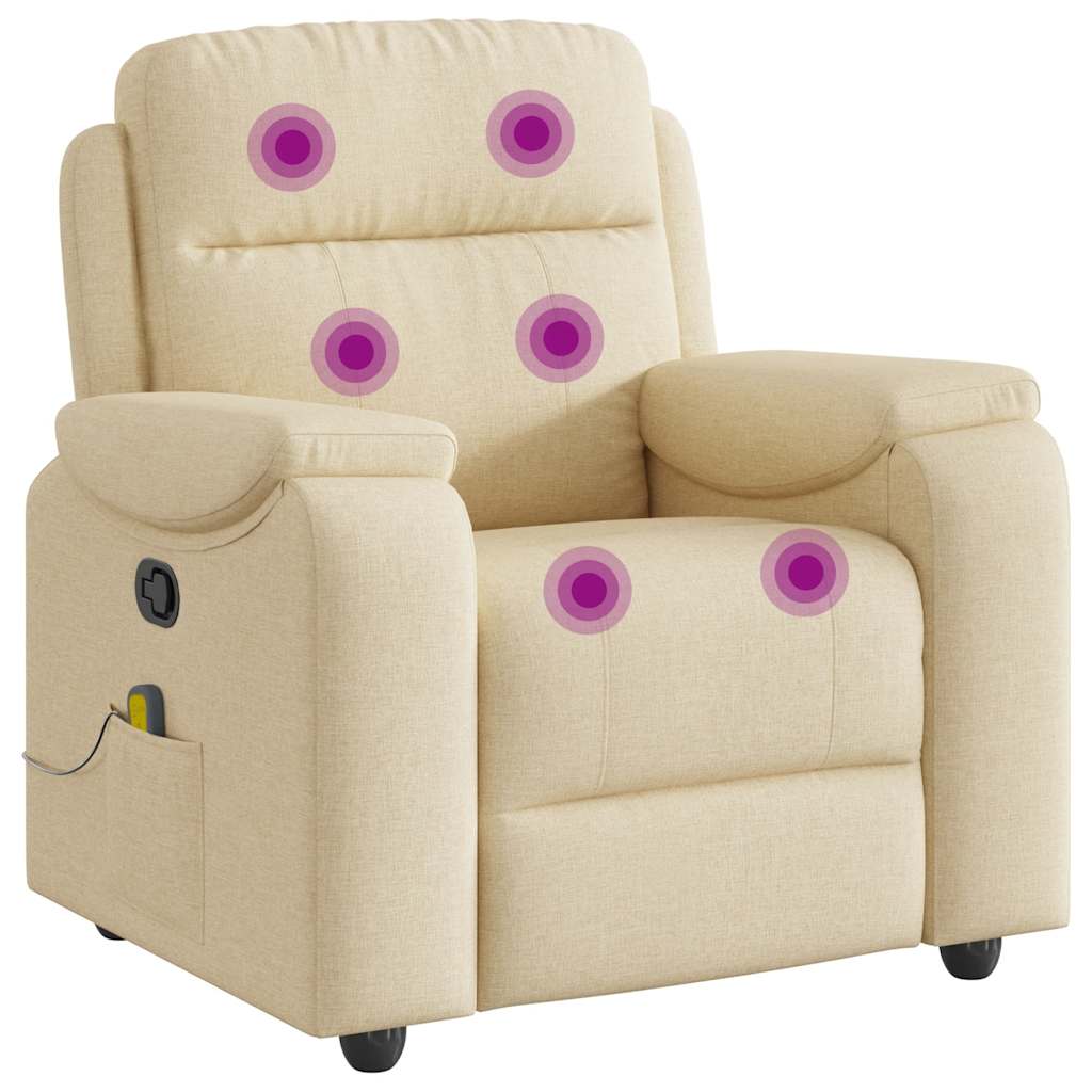 Masážní Polohovací Křeslo Krémové Textil Krémová