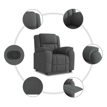 Polohovací Křeslo Tmavě Šedé Textil Tmavě Šedá