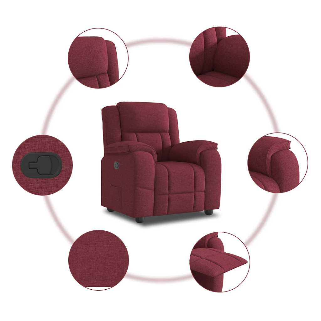 Polohovací Křeslo Vínové Textil