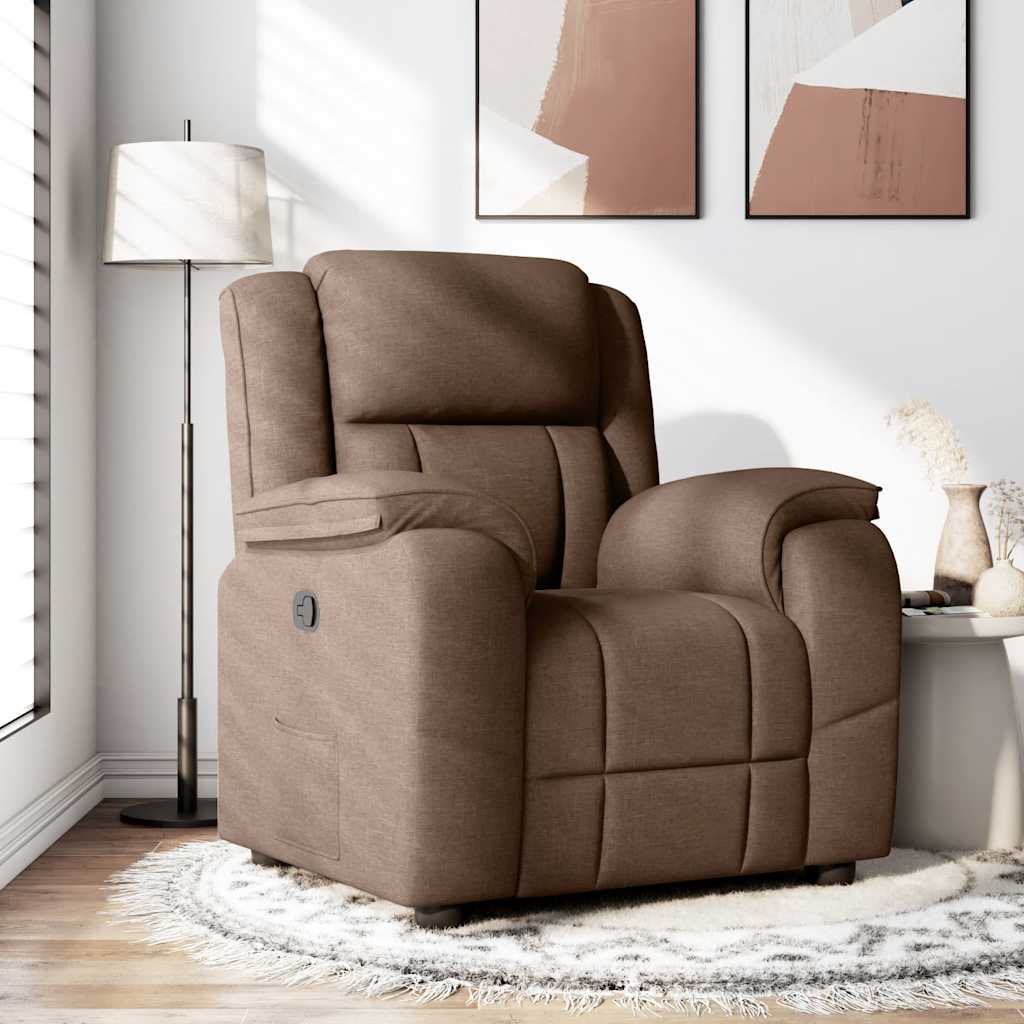 Polohovací Křeslo Hnědé Textil Hnědá