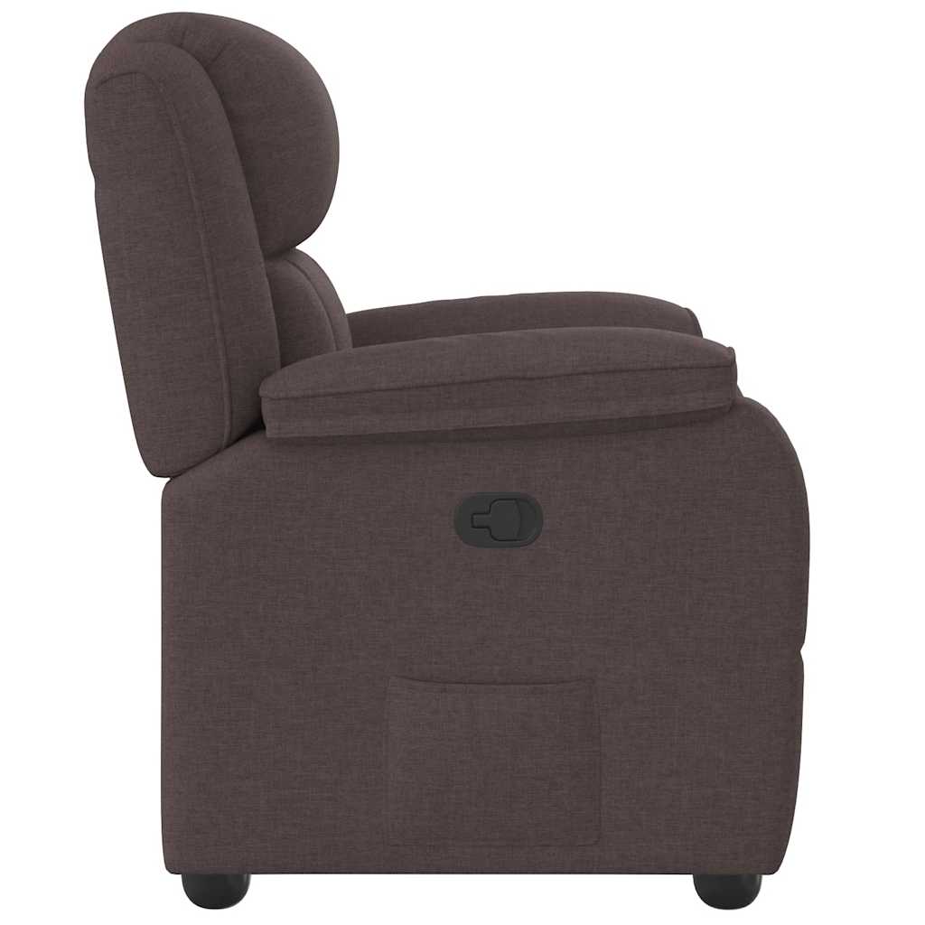 Polohovací Křeslo Tmavě Hnědé Textil