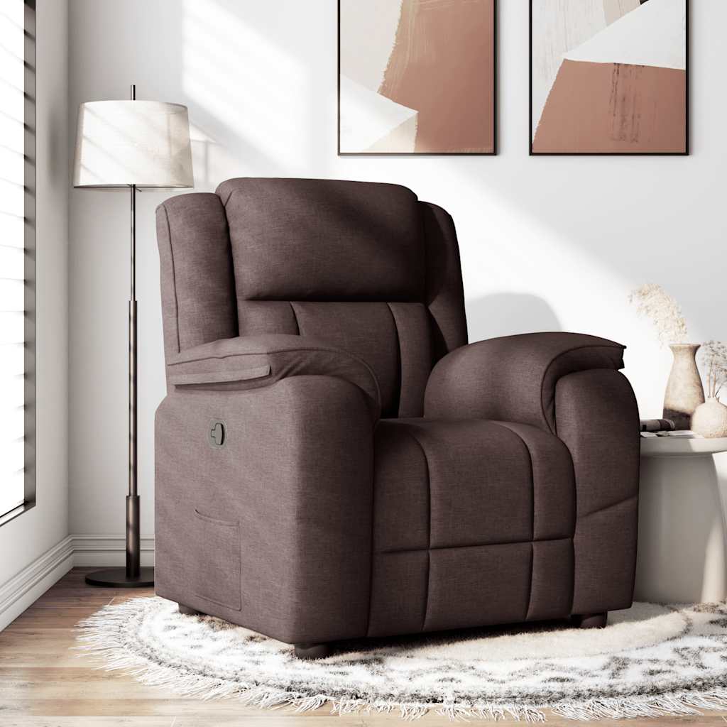Polohovací Křeslo Tmavě Hnědé Textil