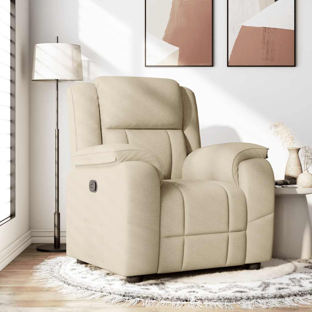 Polohovací Křeslo Krémové Textil