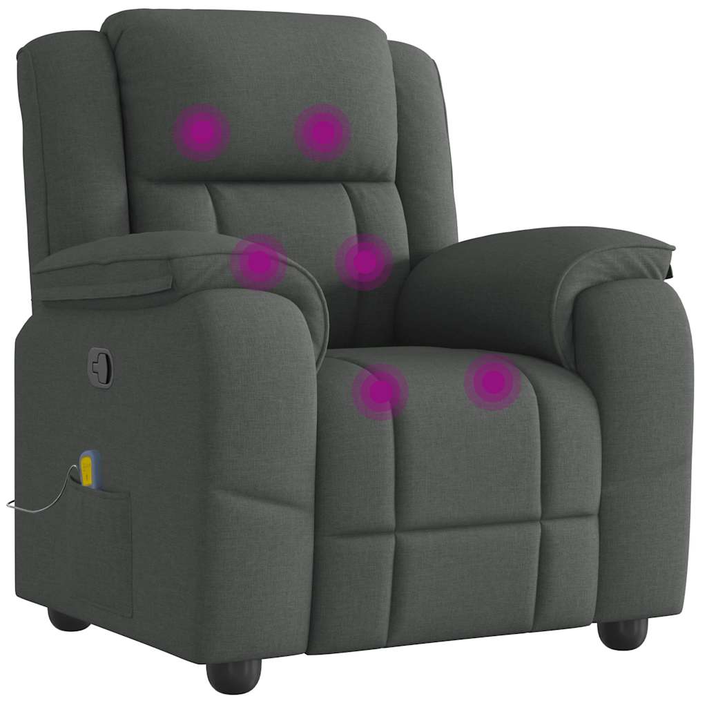 Masážní Polohovací Křeslo Tmavě Šedé Textil Tmavě Šedá