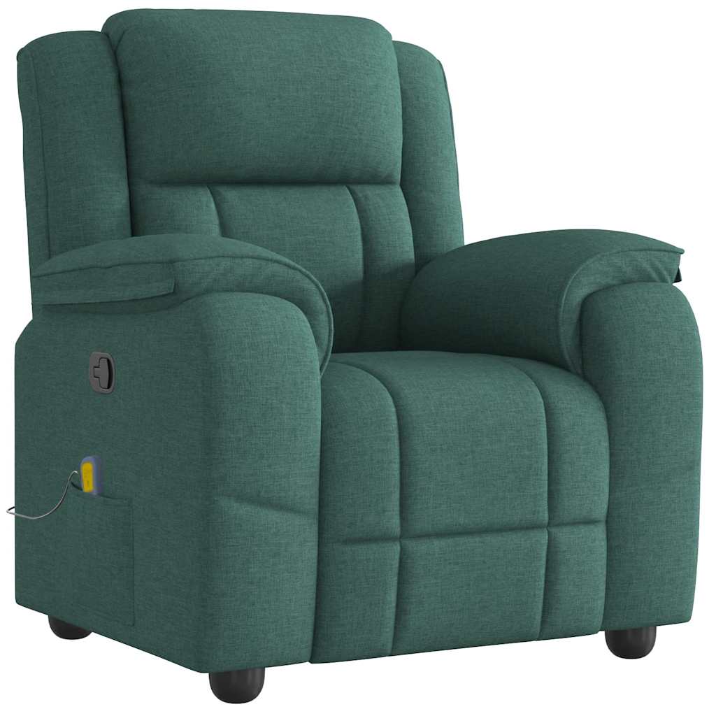 Masážní Polohovací Křeslo Tmavě Zelené Textil Tmavě Zelená