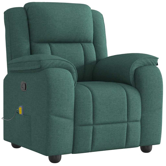 Masážní Polohovací Křeslo Tmavě Zelené Textil Tmavě Zelená