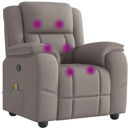 Masážní Polohovací Křeslo Textil Taupe