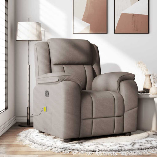 Masážní Polohovací Křeslo Textil Taupe
