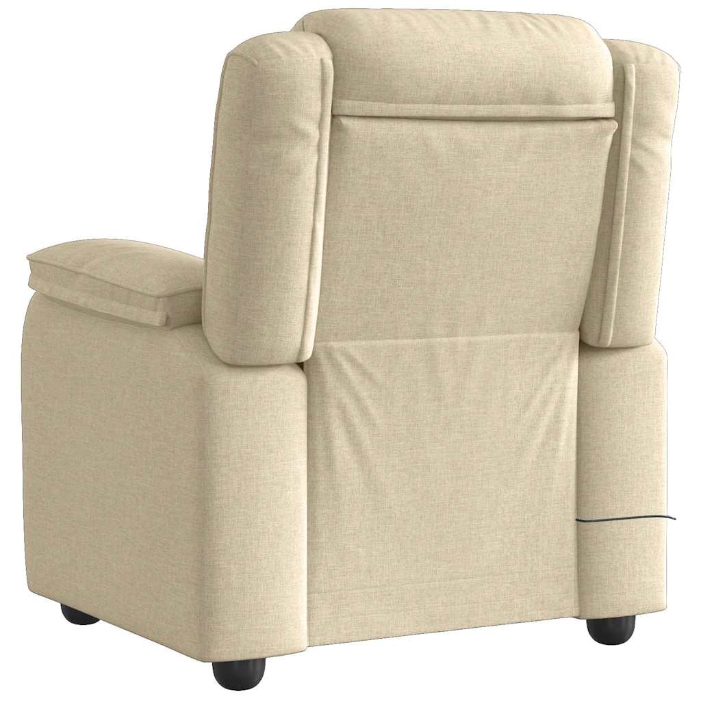 Masážní Polohovací Křeslo Krémové Textil Krémová