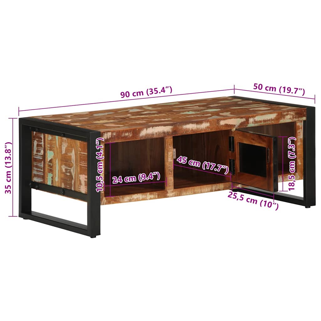 Konferenční Stolek Vícebarevný 90X50X36 Cm Recyklované Dřevo
