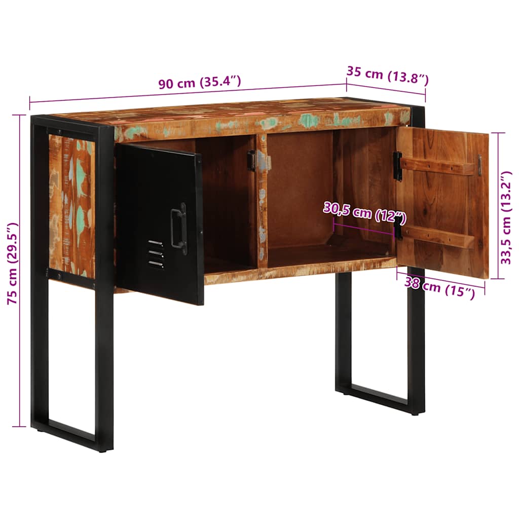 Konzolová Skříňka Vícebarevný 90X35X75 Cm Recyklované Dřevo