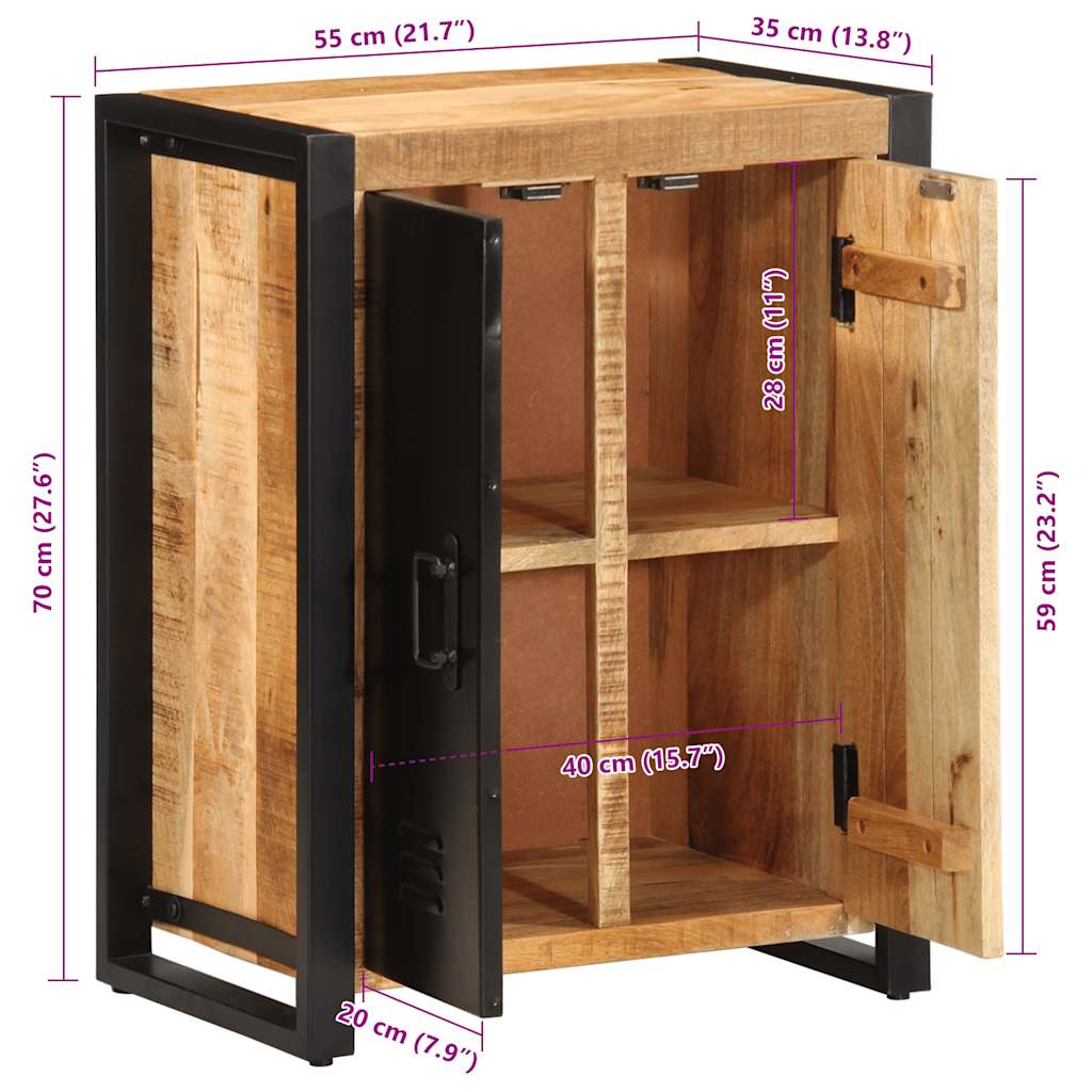 Příborník 55X35X70 Cm Masivní Hrubé Mangovníkové Dřevo