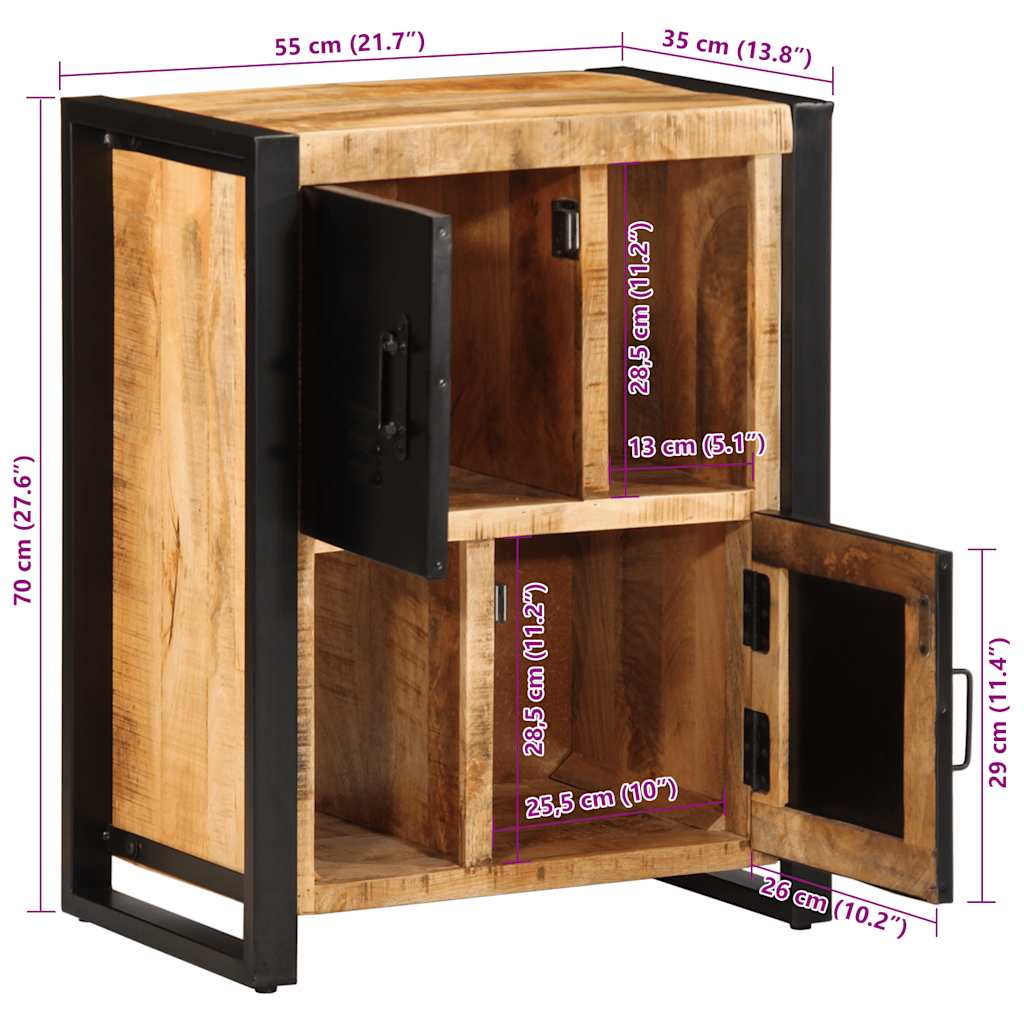 Příborník 55X35X70 Cm Masivní Hrubé Mangovníkové Dřevo