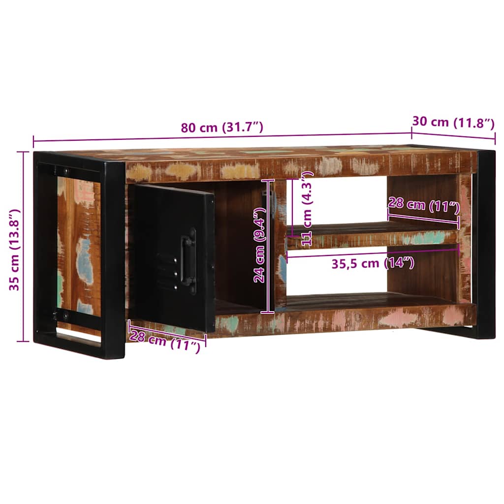 Tv Skříňka 80X30X35 Cm Masivní Regenerované Dřevo