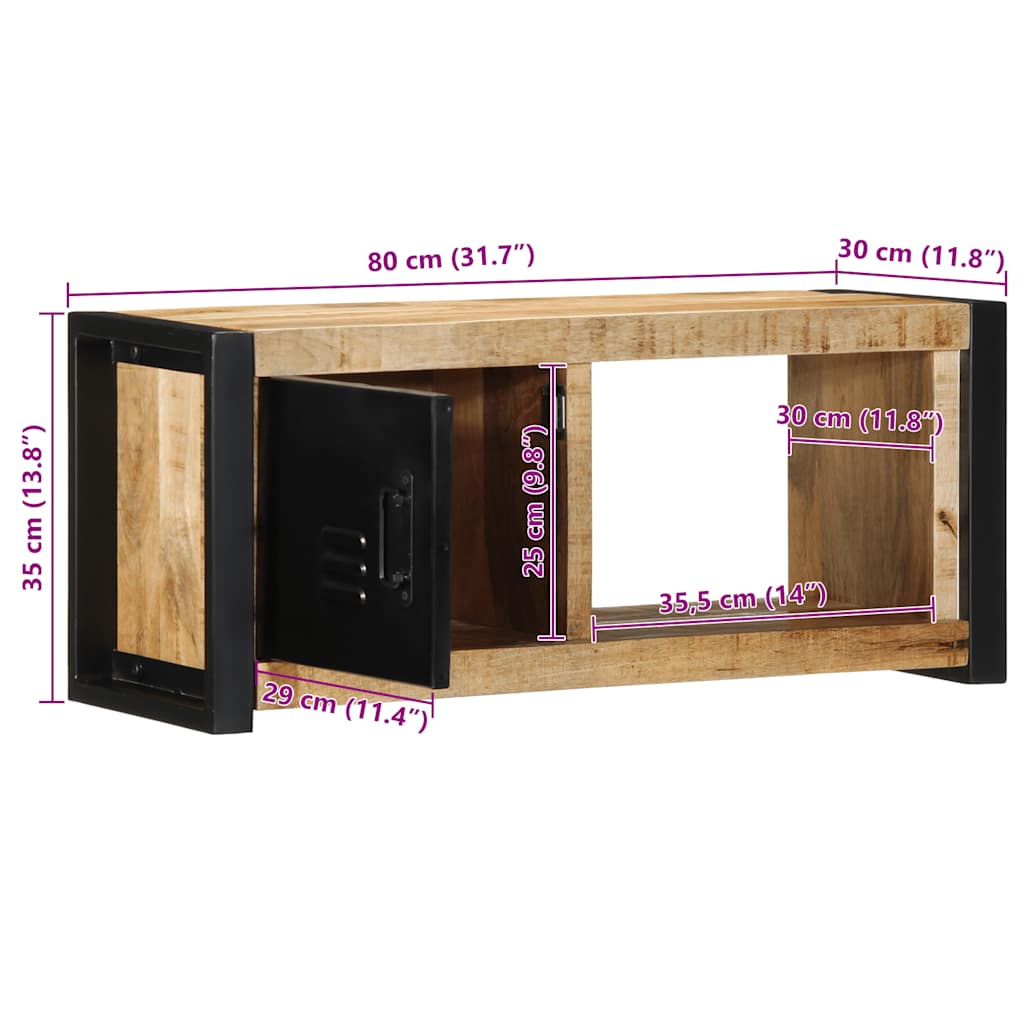 Tv Skříňka 80X30X35 Cm Masivní Hrubý Mangovník