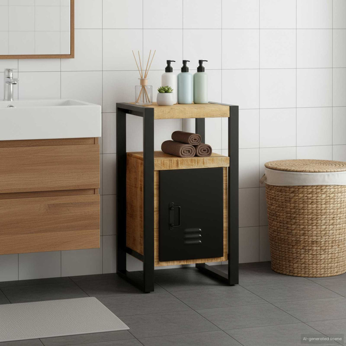 Koupelnová Skříň Hnědá 40 X 35 X 75 Cm Masivní Mangové Dřevo