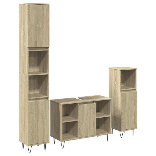 3Dílný Set Koupelnového Nábytku Dub Sonoma Kompozitní Dřevo