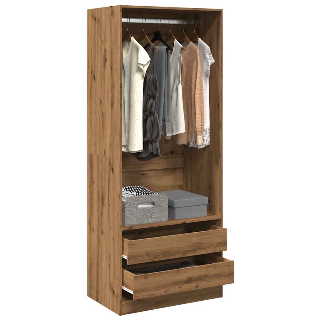 Šatní Skříň Dub Artisan 80 X 50 X 200 Cm Kompozitní Dřevo