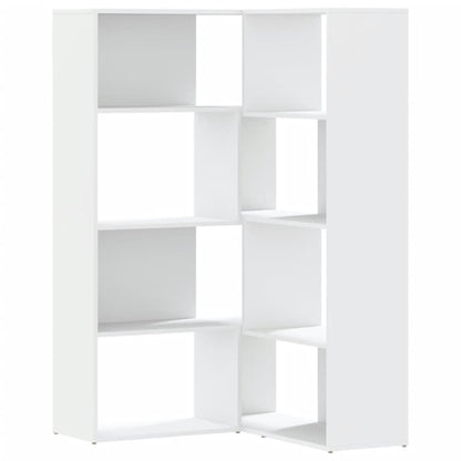 Rohová 4Patrová Knihovna Bílá 85 X 85 X 140 Cm Kompozitní Dřevo