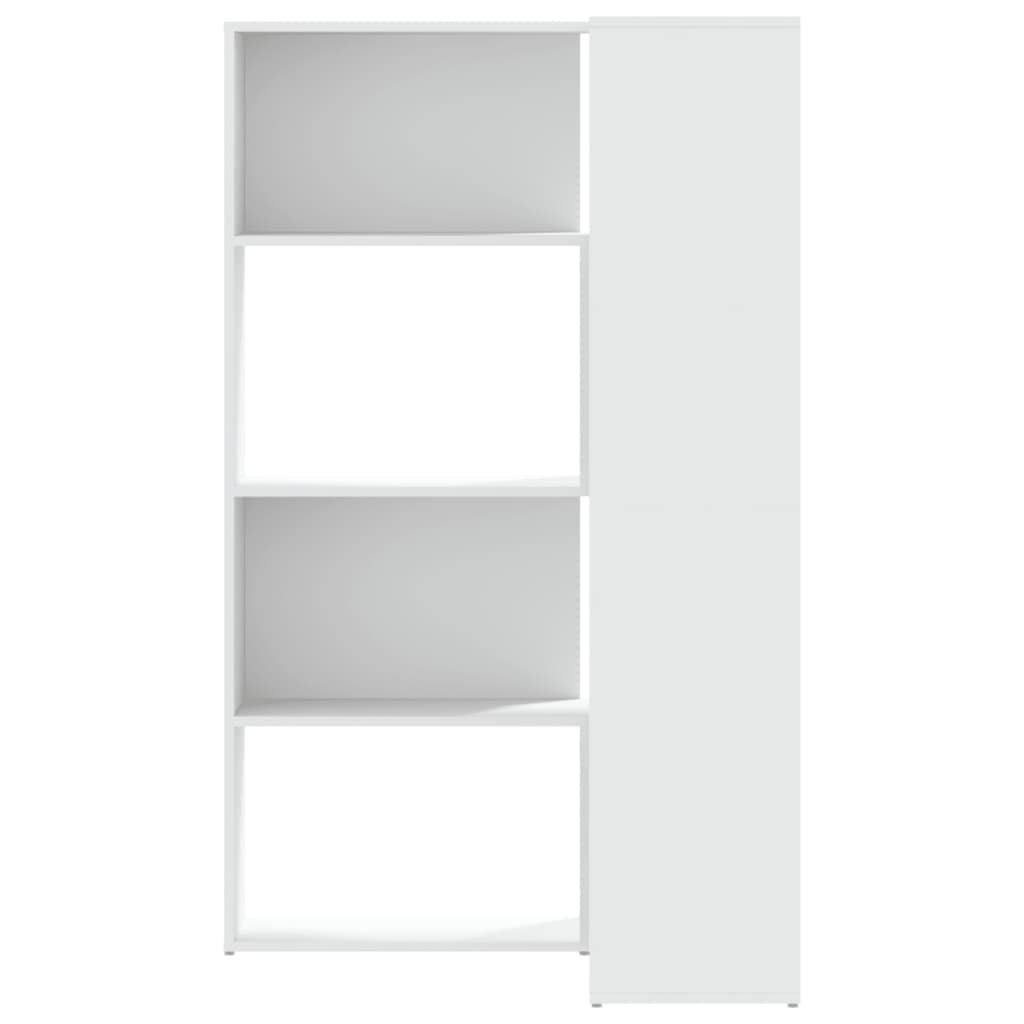 Rohová 4Patrová Knihovna Bílá 85 X 85 X 140 Cm Kompozitní Dřevo
