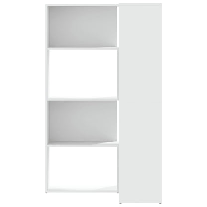 Rohová 4Patrová Knihovna Bílá 85 X 85 X 140 Cm Kompozitní Dřevo