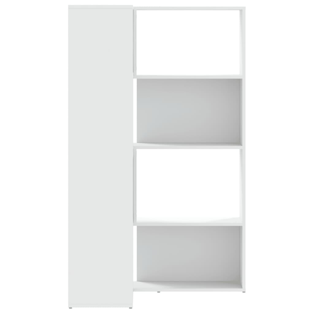 Rohová 4Patrová Knihovna Bílá 85 X 85 X 140 Cm Kompozitní Dřevo