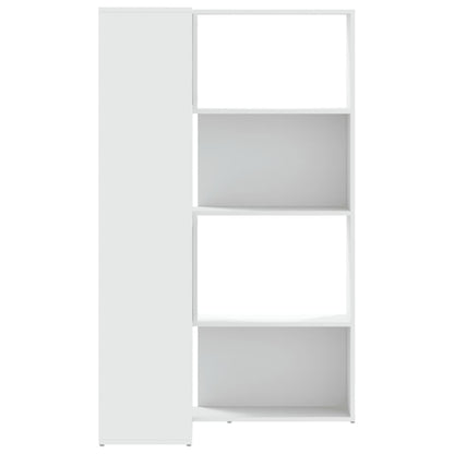Rohová 4Patrová Knihovna Bílá 85 X 85 X 140 Cm Kompozitní Dřevo