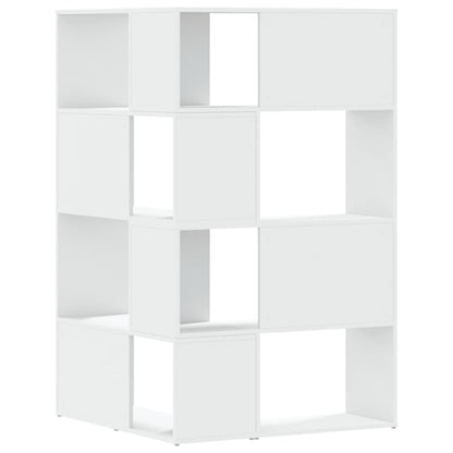 Rohová 4Patrová Knihovna Bílá 85 X 85 X 140 Cm Kompozitní Dřevo