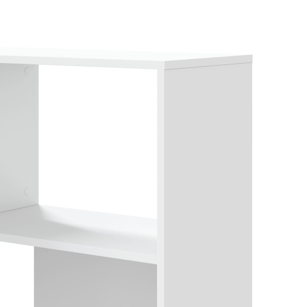 Rohová 4Patrová Knihovna Bílá 85 X 85 X 140 Cm Kompozitní Dřevo