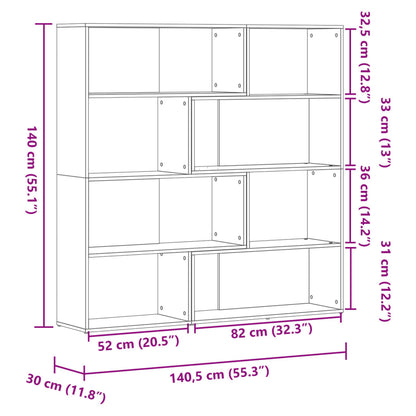 Rohová 4Patrová Knihovna Bílá 85 X 85 X 140 Cm Kompozitní Dřevo