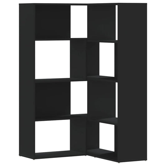 Rohová 4Patrová Knihovna Černá 85X85X140 Cm Kompozitní Dřevo